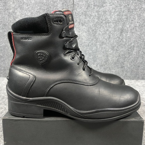 Ariat Insulated Waterproof Boots Womens 7.5 Black Leather Ankle Riding 10016383 - Picture 6 of 16